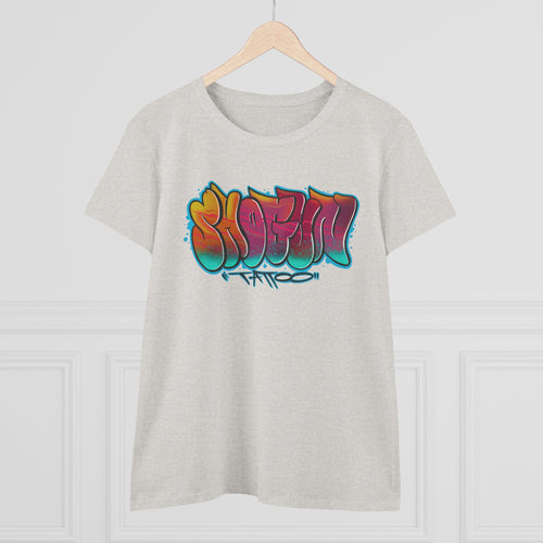 Graffiti Tattoo Graphic Tee - Women's Streetwear Cotton T-Shirt
